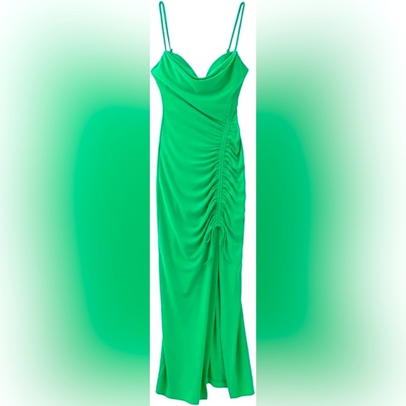 Zara gathered midi dress - green - Picture 5 of 8